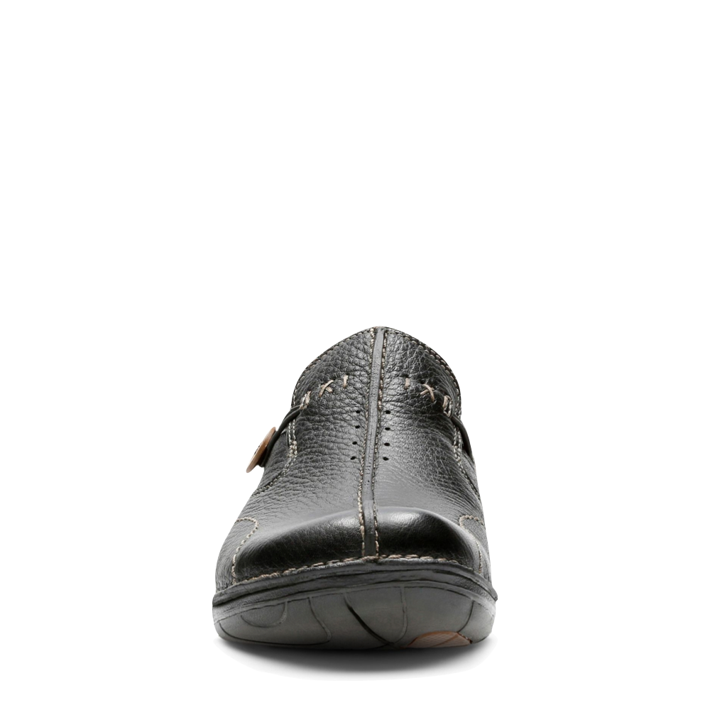 Clarks Women's Un.Loop Leather Slip On Shoes in Black