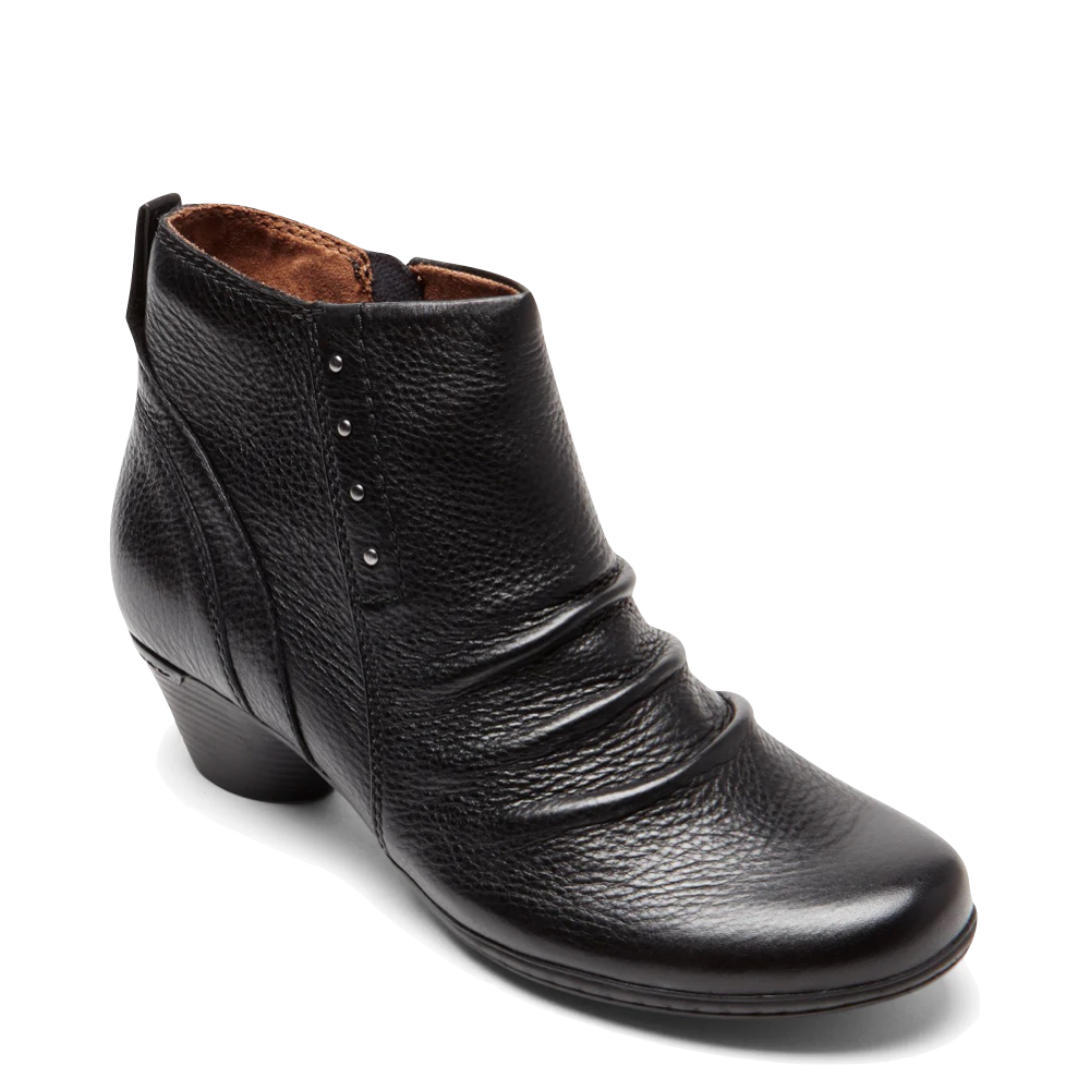 Cobb Hill by Rockport Women's Laurel Riveted Leather Side Zip Boot (Black)