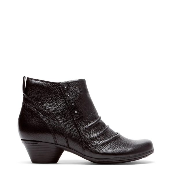 Cobb Hill by Rockport Women's Laurel Riveted Leather Side Zip Boot (Black)