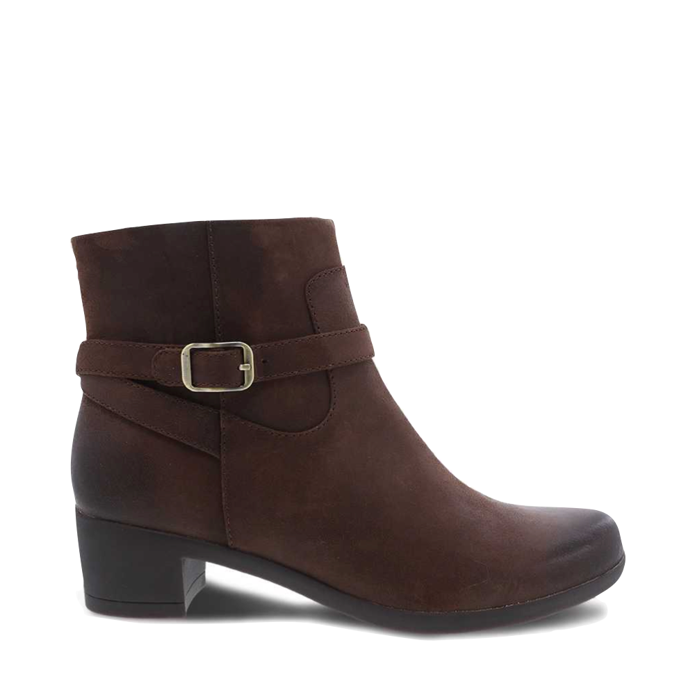 Dansko Women's Cagney Heeled Burnished Suede Boots in Brown
