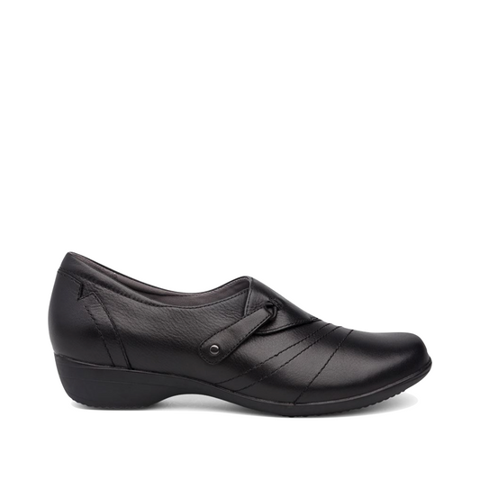 Dansko Women's Franny Leather Slip On Heeled Shoes in Black