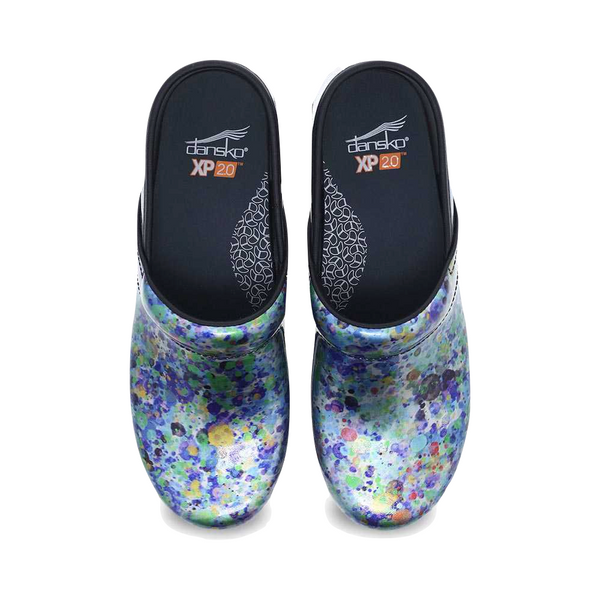 Dansko Women's Pro XP 2.0 Watercolor Dots Patent Slip Resistant Clog (Blue Multi)