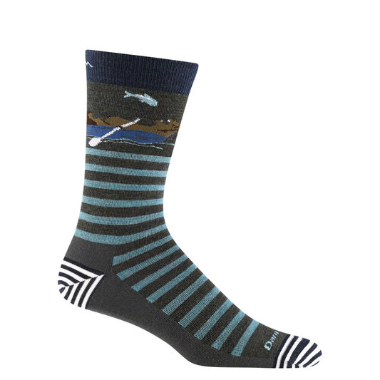 Side (right) view of Darn Tough Animal Haus Crew Lightweight Lifestyle sock for men.