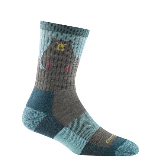 Side (right) view of Darn Tough Bear Town Micro Crew Lightweight Hiking sock for women.