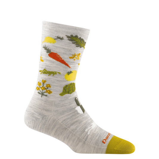 Side (right) view of Darn Tough Farmers Market Crew Lightweight Lifestyle sock for women.