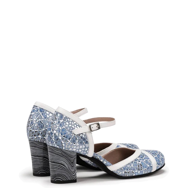 Dorking by Fluchos Women's Rodin Buckle Strap Heel in Blue Multi