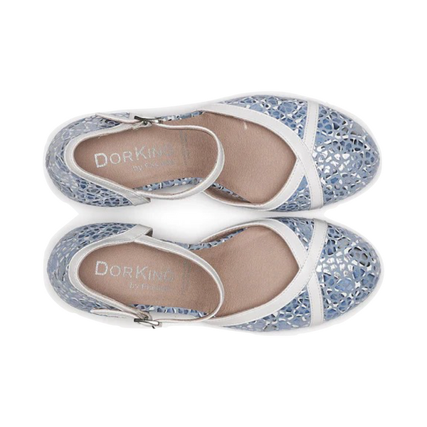Dorking by Fluchos Women's Rodin Buckle Strap Heel in Blue Multi