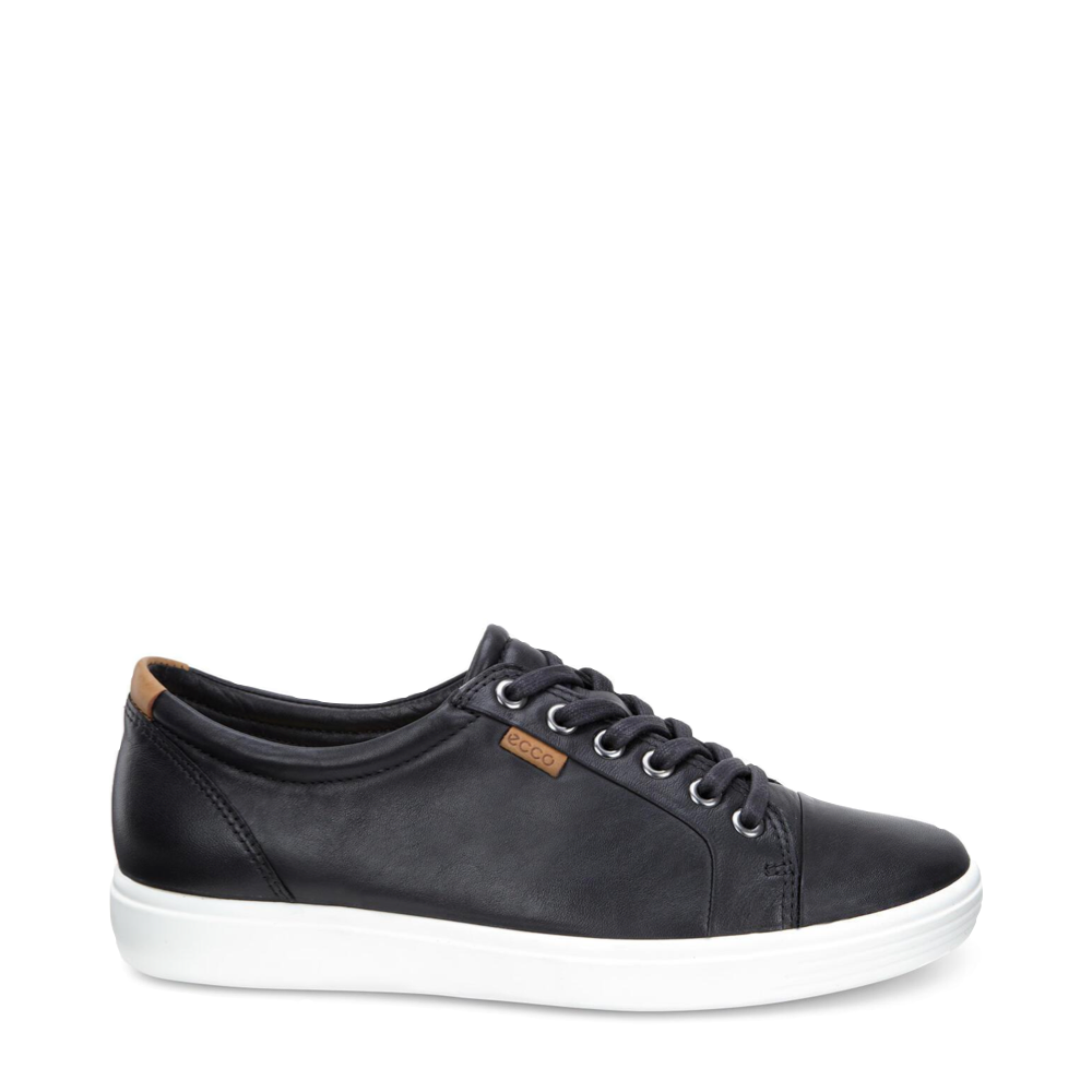 Side (right) view of Ecco Soft 7 Leather Lace Sneaker for women.