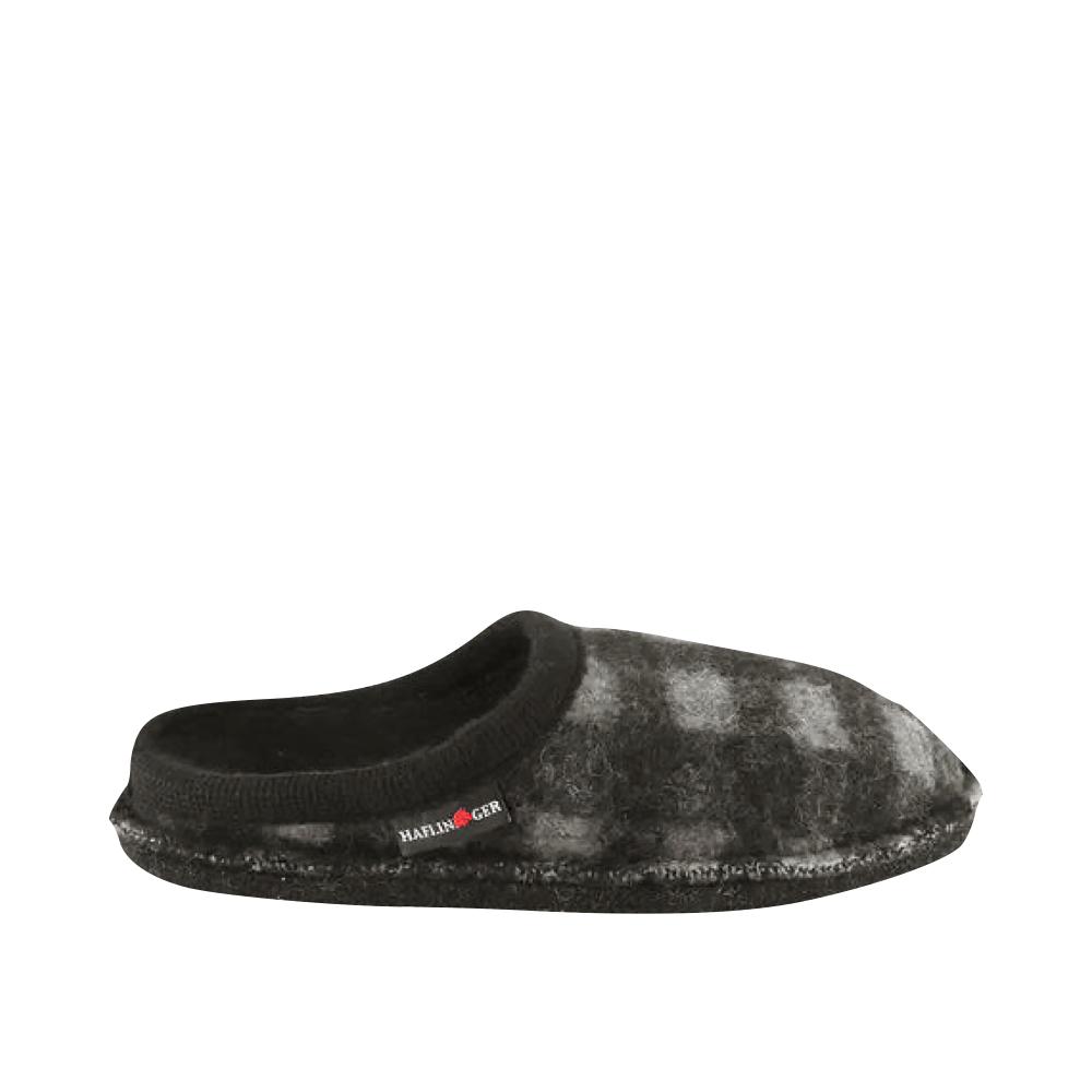 Haflinger Women's Plaid Soft Sole Wool Slippers (Black/White)