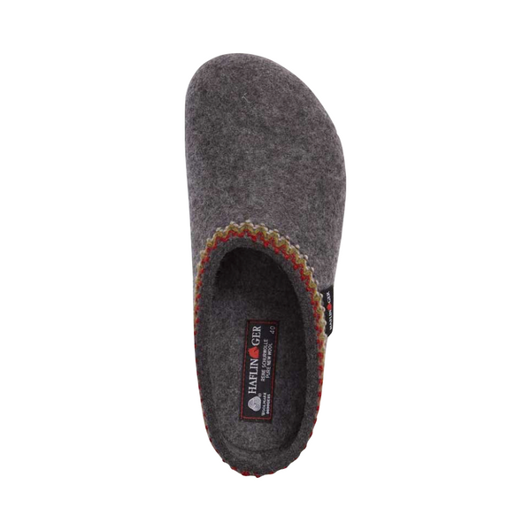 Haflinger Women's Zigzag Grizzly Wool Clog in Grey