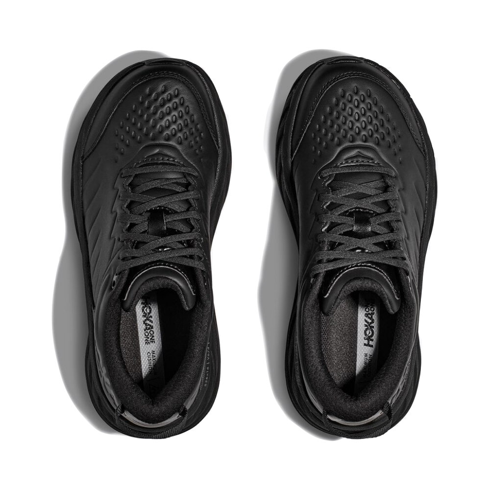Hoka Men's Bondi SR Cushioned Leather Slip Resistant Work Shoes in Black