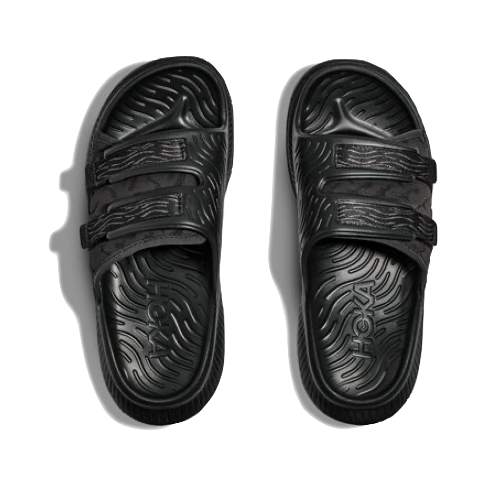 Hoka Ora Luxe Recovery Slide Sandal (Black/Black) – V&A