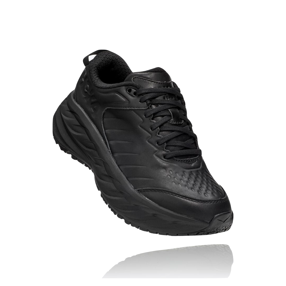 Hoka Women's Bondi SR Water Resistant Slip Resistant Leather Sneaker in Black