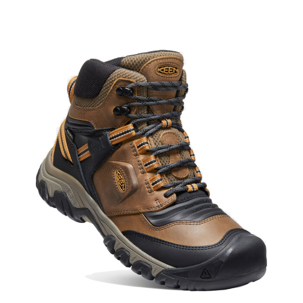 KEEN Men's Ridge Flex Mid Waterproof Hiking Boot (Bison/Golden Brown)