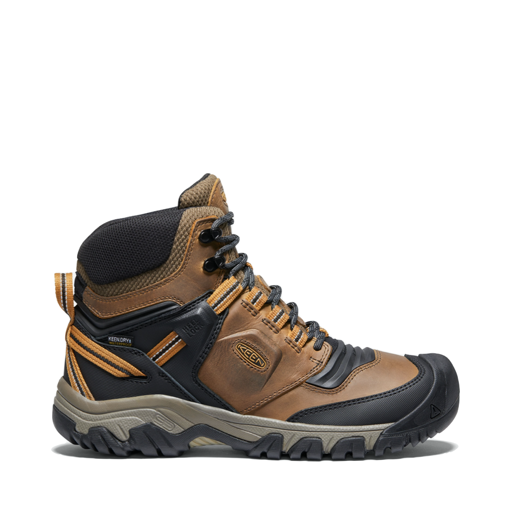 KEEN Men's Ridge Flex Mid Waterproof Hiking Boot (Bison/Golden Brown)