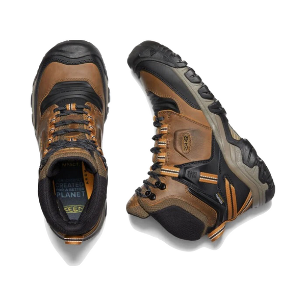 KEEN Men's Ridge Flex Mid Waterproof Hiking Boot (Bison/Golden Brown)
