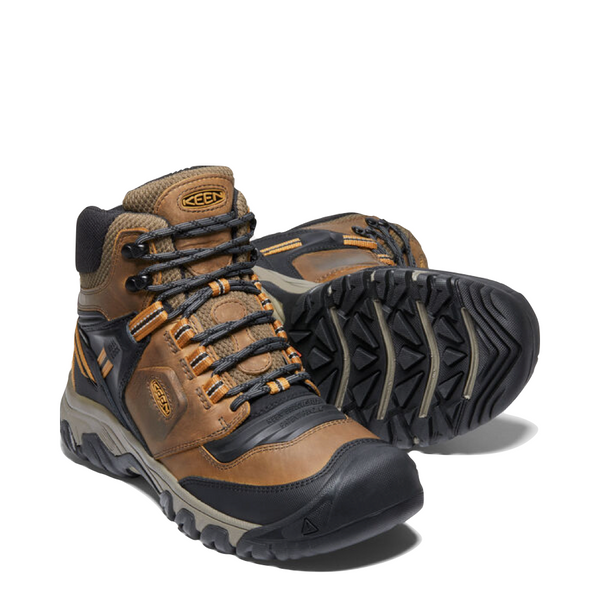 KEEN Men's Ridge Flex Mid Waterproof Hiking Boot (Bison/Golden Brown)