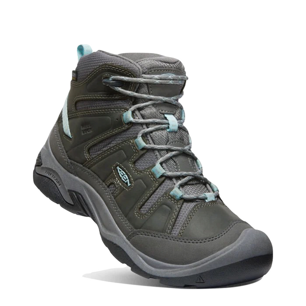 KEEN Women's Circadia Mid Waterproof Hiking Boots in Steel Grey/Cloud Blue