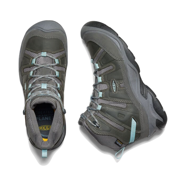KEEN Women's Circadia Mid Waterproof Hiking Boots in Steel Grey/Cloud Blue