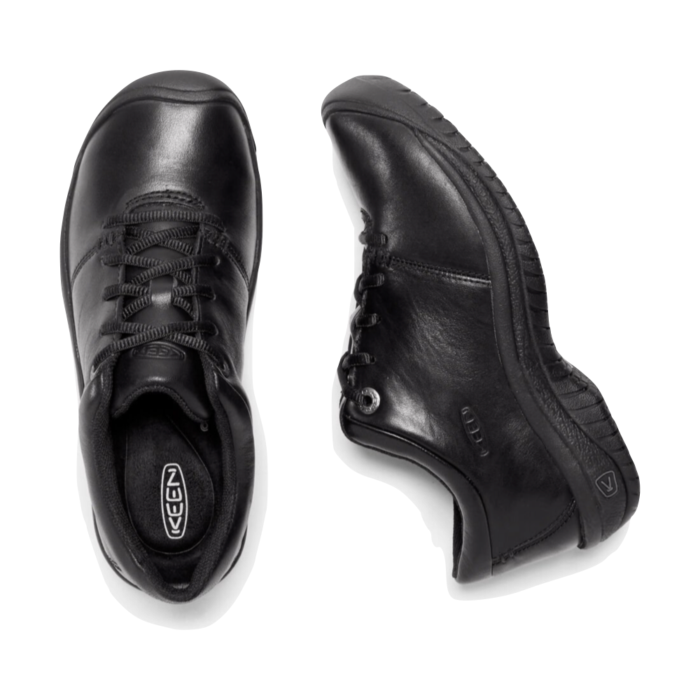 Top-down and side view of Keen PTC Slip Resistant Leather Oxford for women.