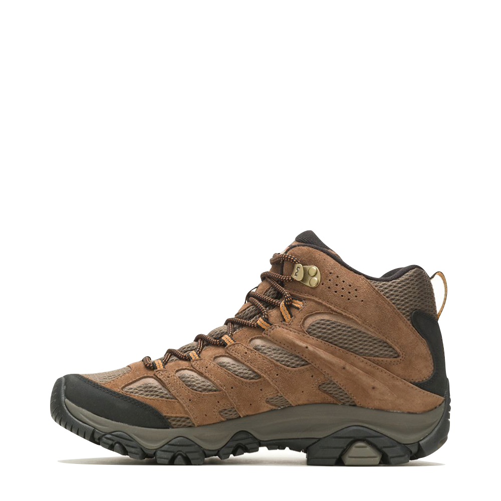Side (left) view of Merrell Moab 3 Mid Waterproof Hiking Boots for men.