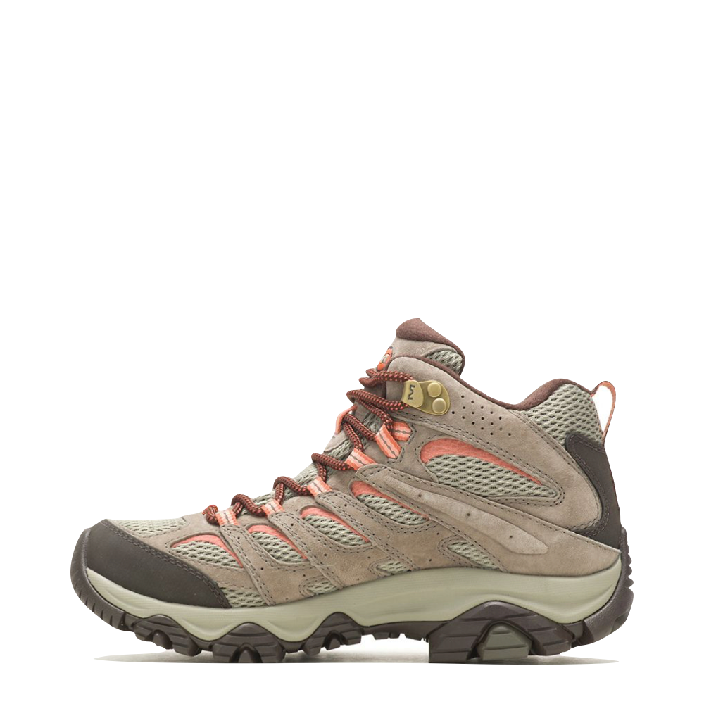 Side (left) view of Merrell Moab 3 Mid Waterproof Hiking Boots for women.