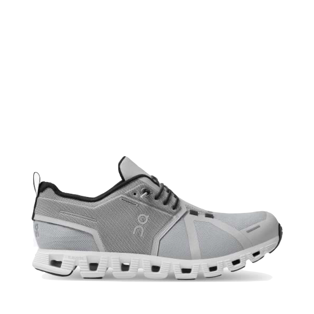 On Women's Cloud 5 Waterproof Sneaker in Glacier/White