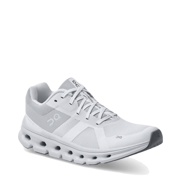 On Women's Cloudrunner Sneaker in White/Frost