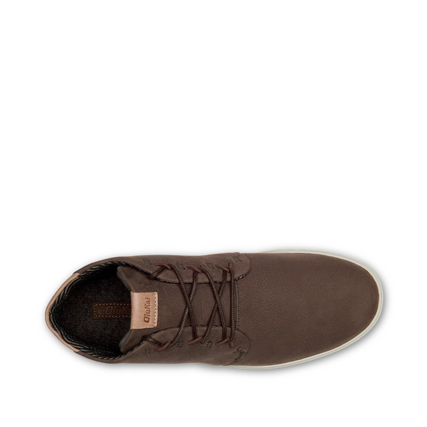 OluKai Men's Nānā Hele Waterproof Leather Lace Chukka Boot (Dark Wood Brown)