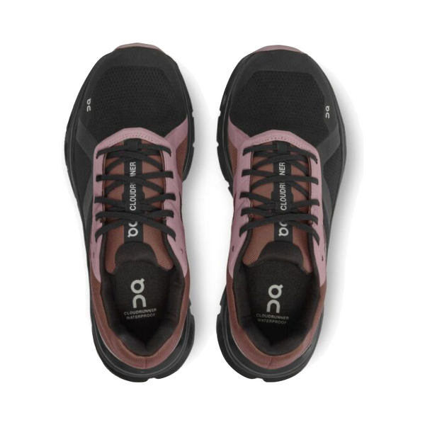 On Women's Cloudrunner Waterproof Sneaker (Black/Grape)