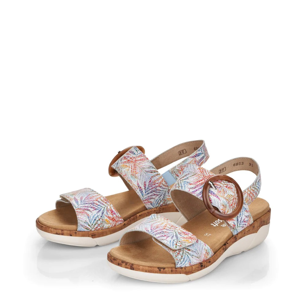Remonte Women's Jocelyn 53 Buckle Sandal (White Floral or Nocce Tan)