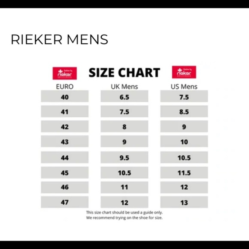 Rieker sizing chart.