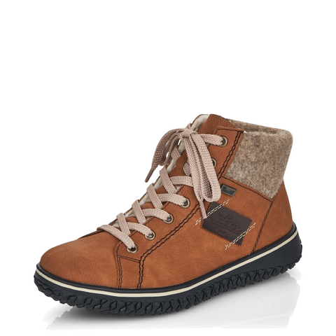 Rieker Women's Cordula 30 Low Zip Lace Waterproof Boot (Brown)