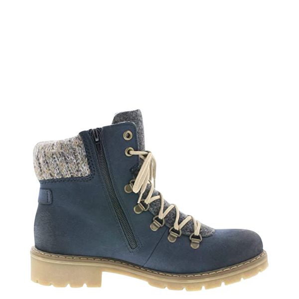 Rieker Women's Sabrina 31 Alpine Waterproof Knit Cuff Boot in Pazifik Blue