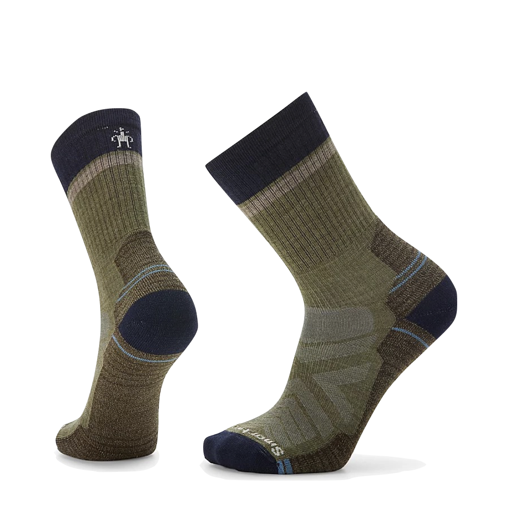 Side (left) view of Smartwool Hike Light Cushioned Winding Trail Crew socks for men.