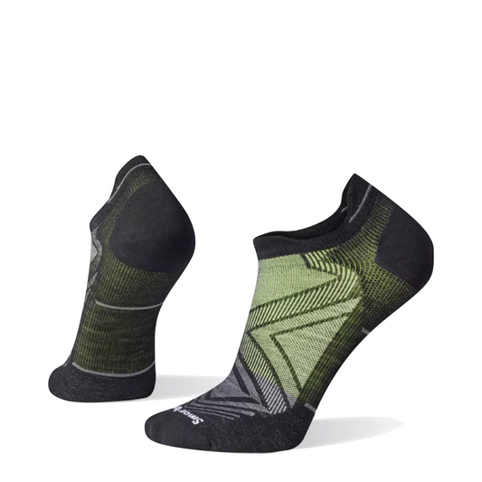 Side (left) view of Smartwool Run Zero Cushion Low Ankle socks for men.