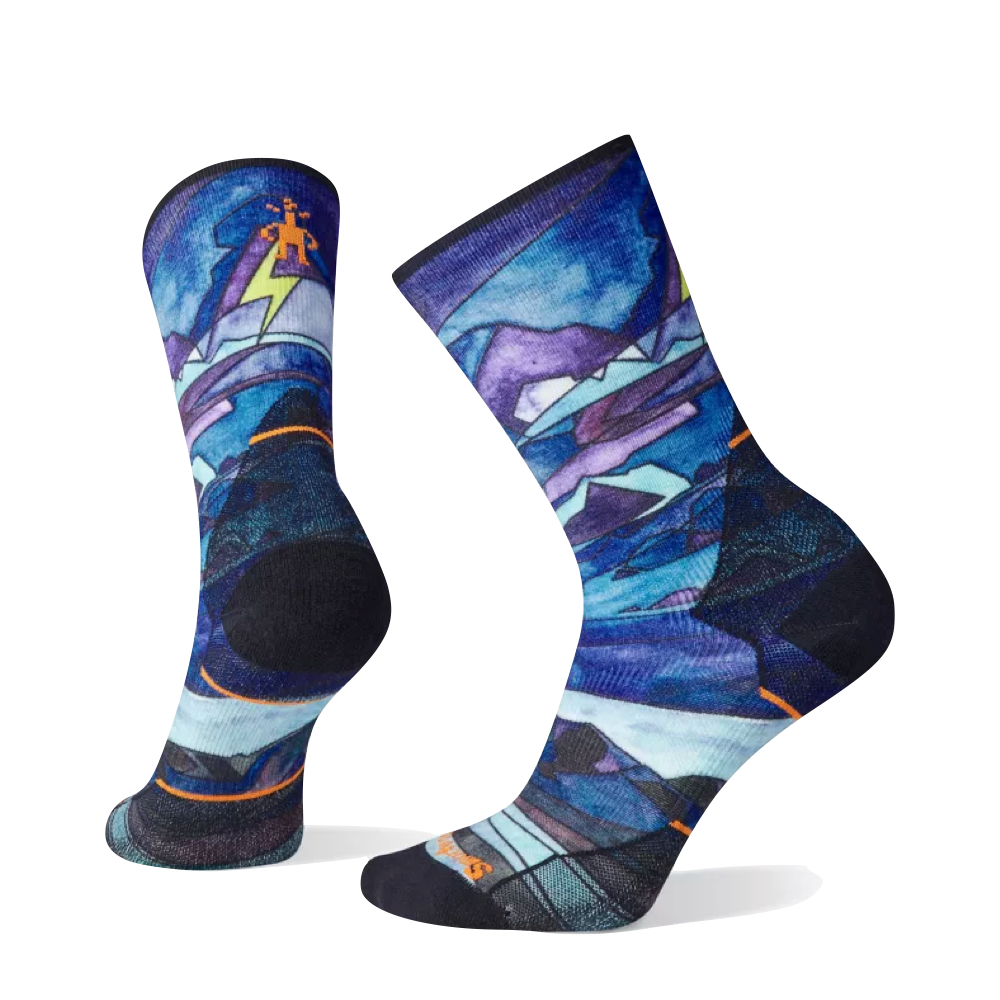 Side (left) view of Smartwool Athlete Edition Run Print Crew sock for women.