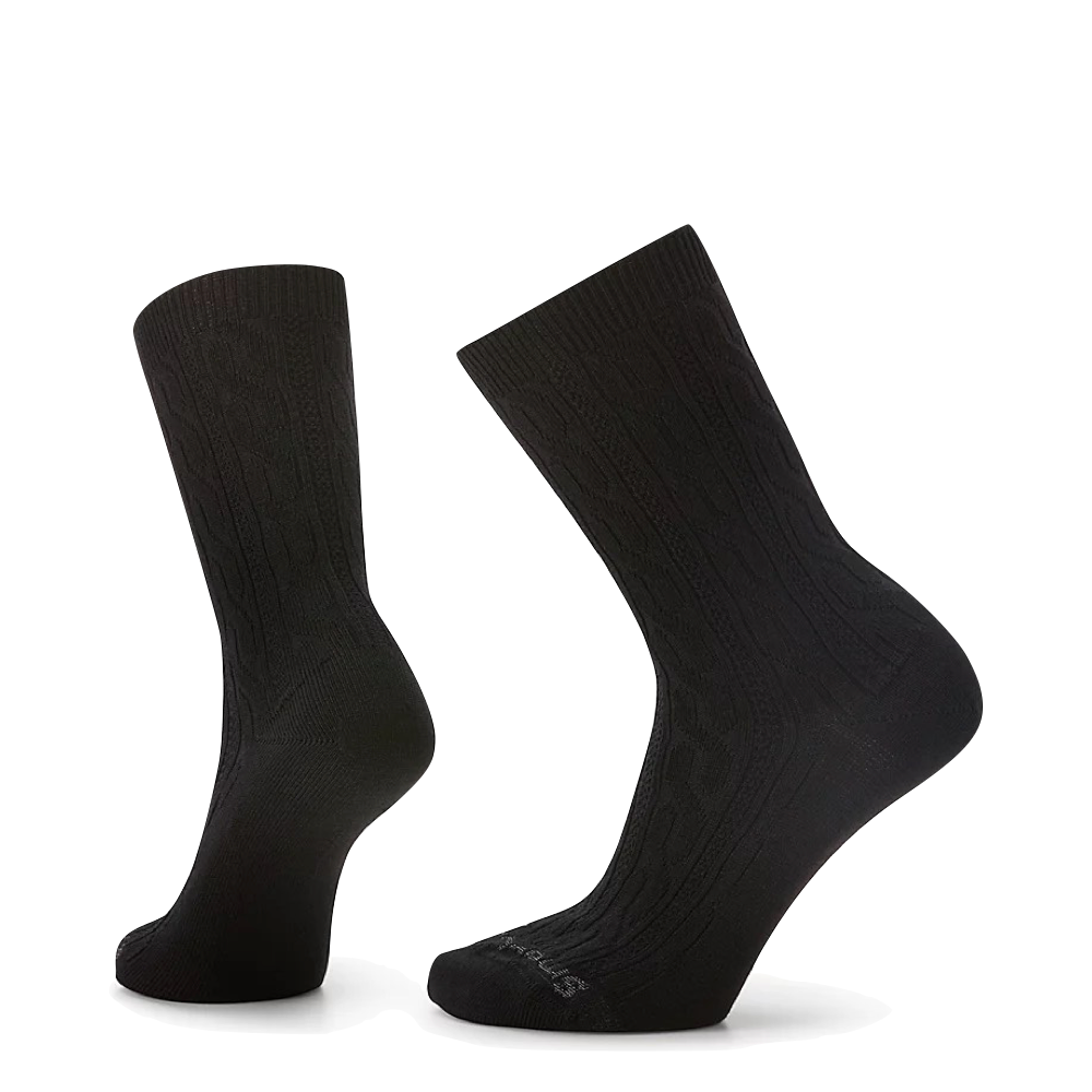Side (left) view of Everyday Cable Crew socks for women.