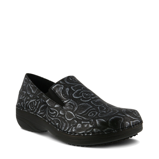 Mudguard and Toe view of Spring Step Manila Slip Resistant Slip On for women.