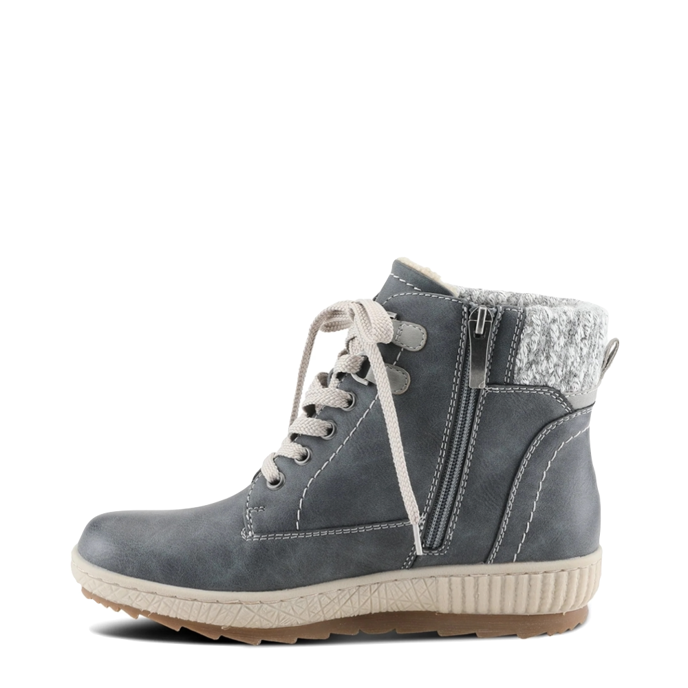 Side (left) view of Spring Step Relife Karlene Side Zip Lace Waterproof Boots for women.