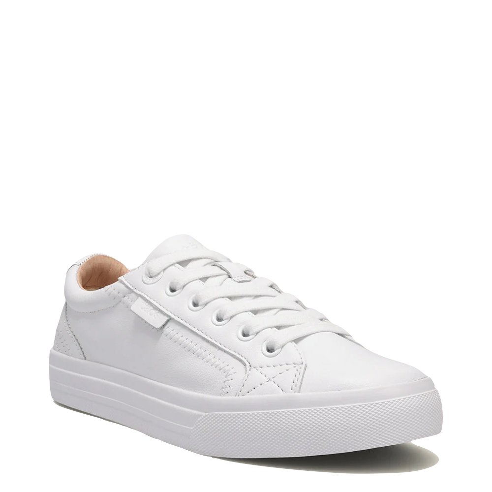 Mudguard and Toe view of Taos Plim Soul Lux Leather Sneaker for women.
