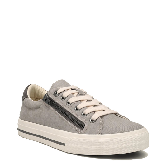 Mudguard and Toe view of Taos Z Soul Side Zip Canvas Lace Sneaker for women.