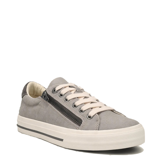 Taos Women's Z Soul Side Zip Canvas Lace Sneaker in Grey/Graphite