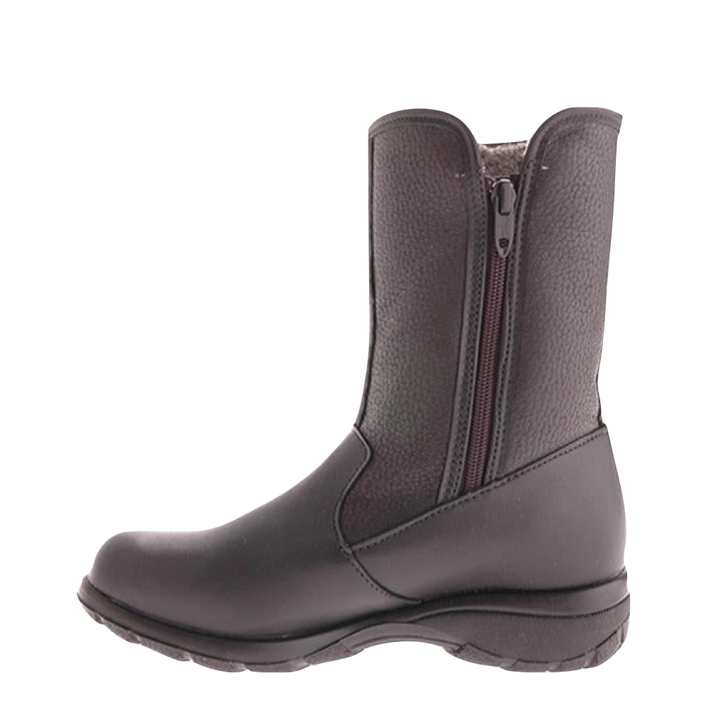 Toe Warmers Women's Shield Mid Side Zip Waterproof Leather Boot in Black