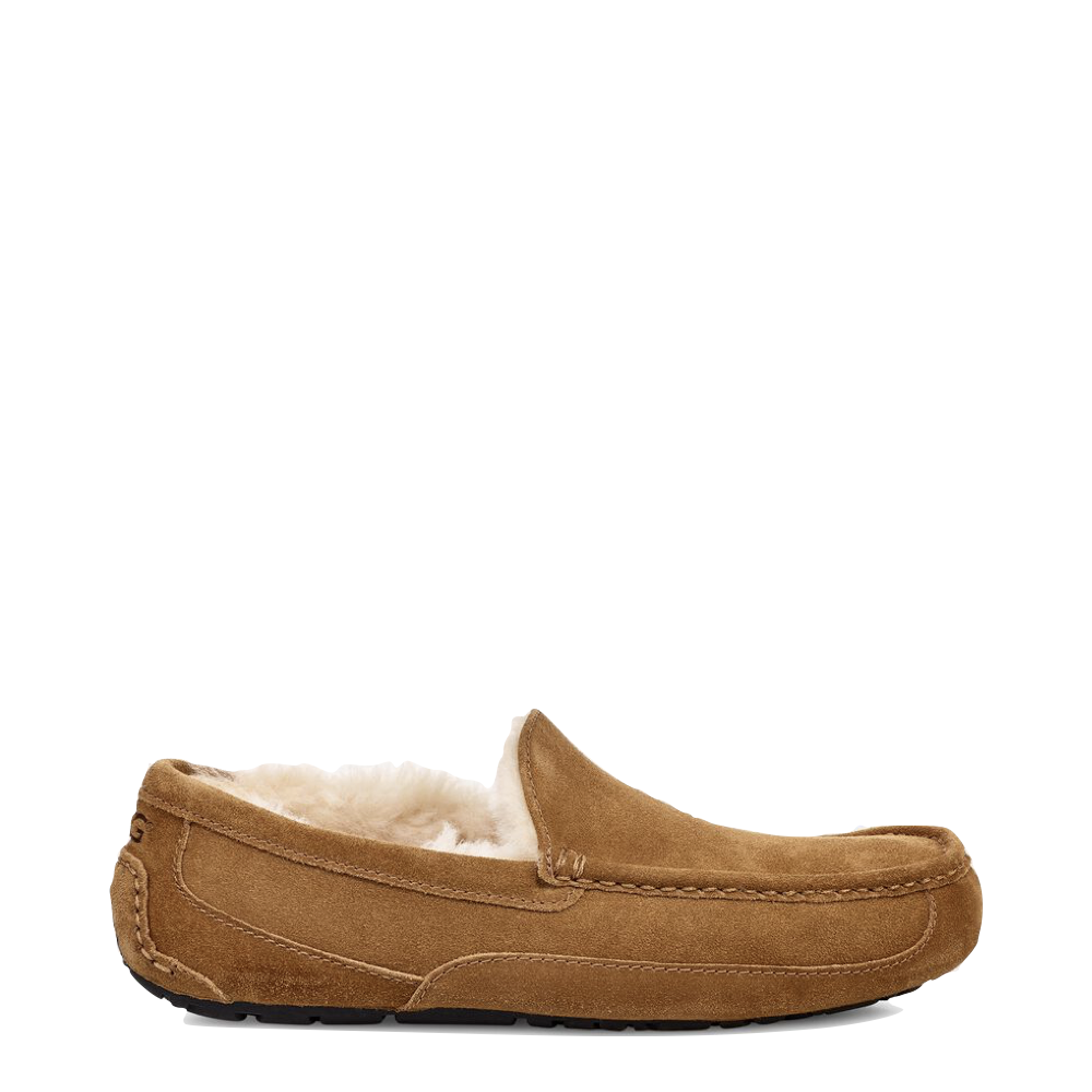 Side (right) view of Ugg Ascot Suede Moccasin Slipper for men.