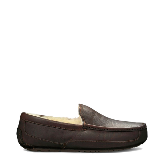 Side (right) view of Ugg Leather Moccasin Slipper.