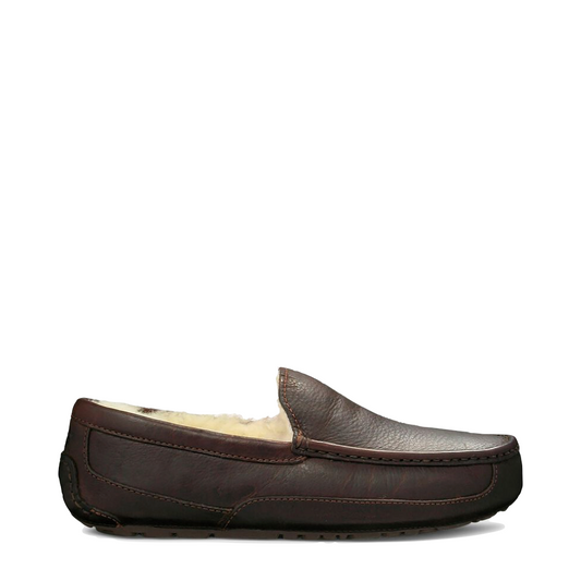 UGG Ascot Leather Moccasin Slipper in Dark Spice