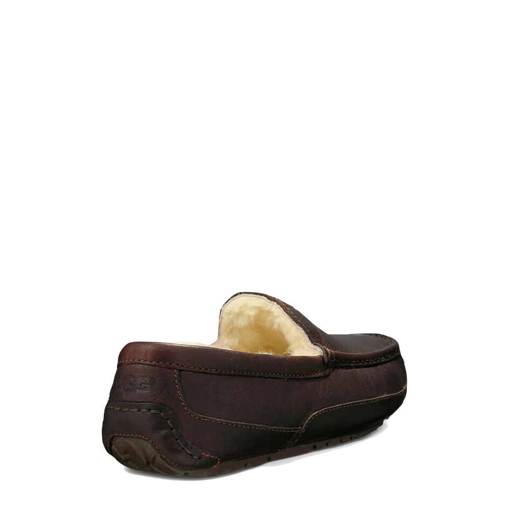 Heel view of Ugg Leather Moccasin Slipper.