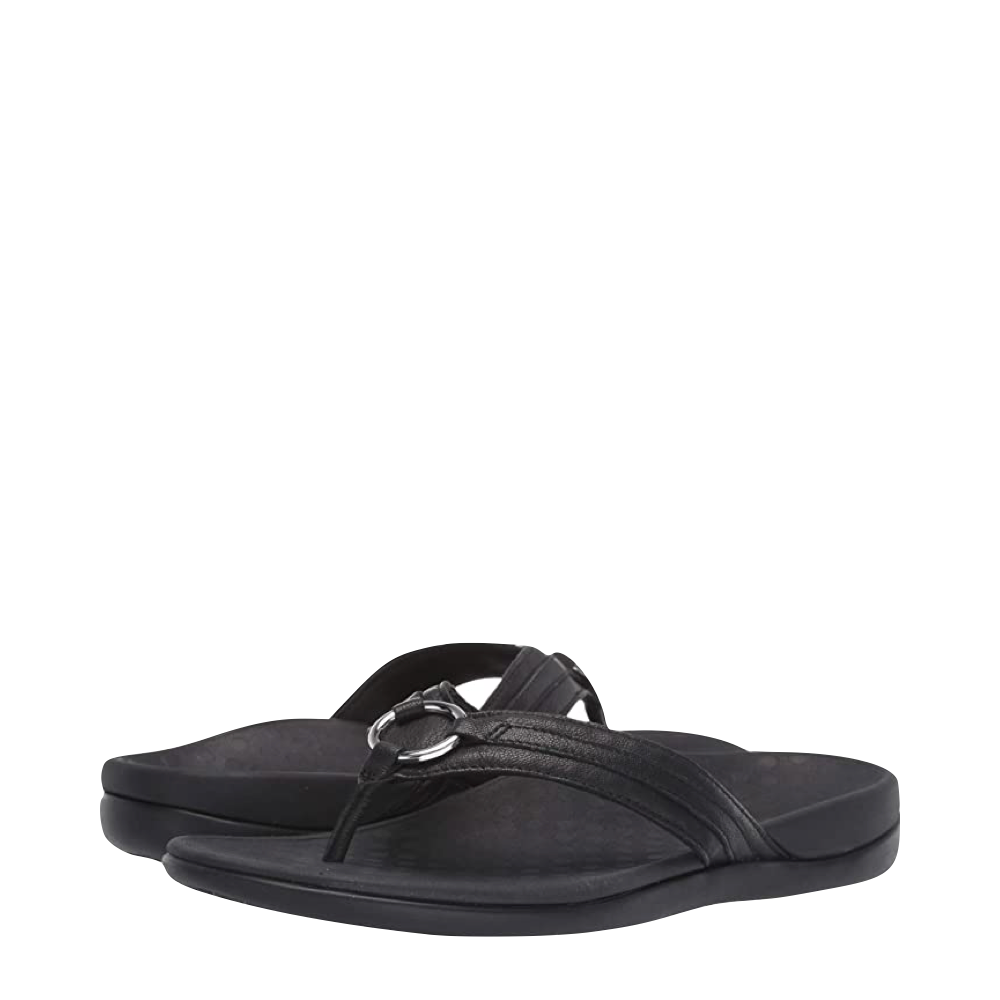 Vionic Women's Tide Aloe Toe Post Sandal in Black